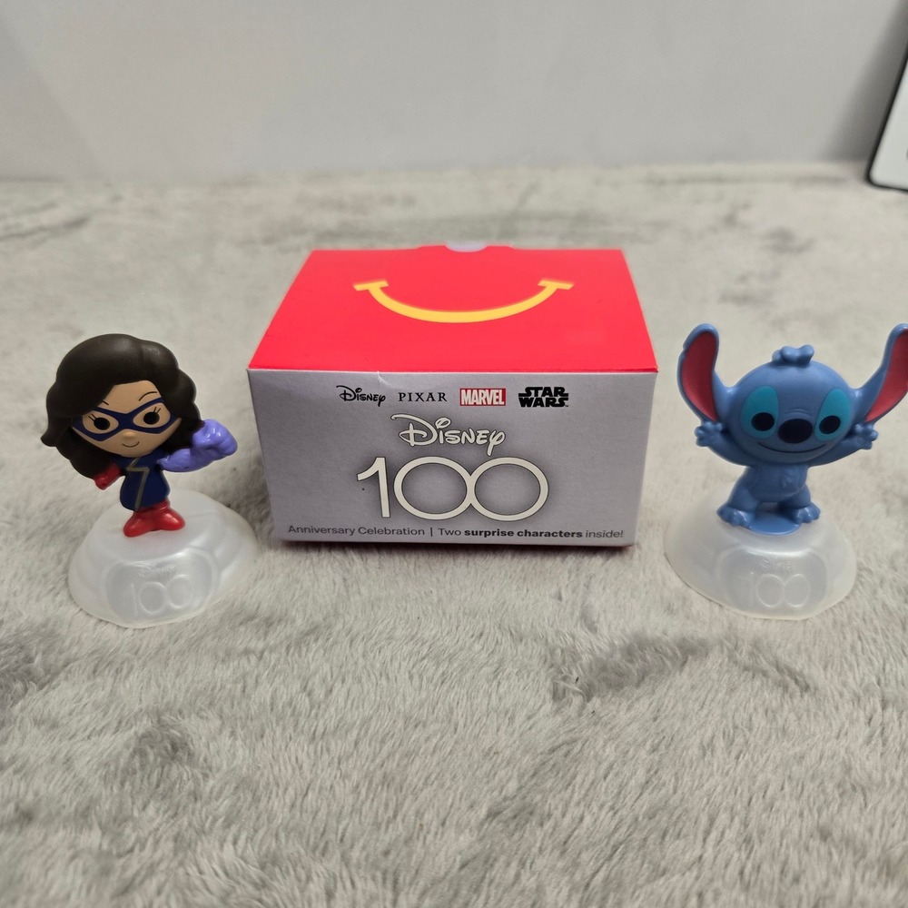 McDonalds Disney 100 Anniversary Toy Lot Stitch & Ms Marvel Figures 2023